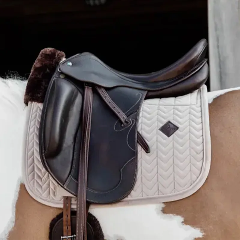 Kentucky Skin Friendly Velvet Dressage Saddlecloth - Beige-1