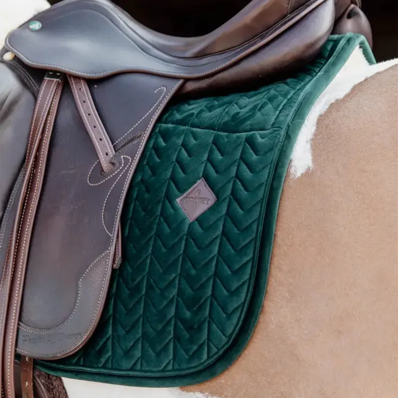 Kentucky Skin Friendly Velvet Dressage Saddlecloth - Pine Green-2