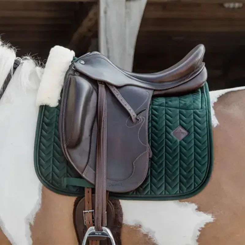 Kentucky Skin Friendly Velvet Dressage Saddlecloth - Pine Green-1