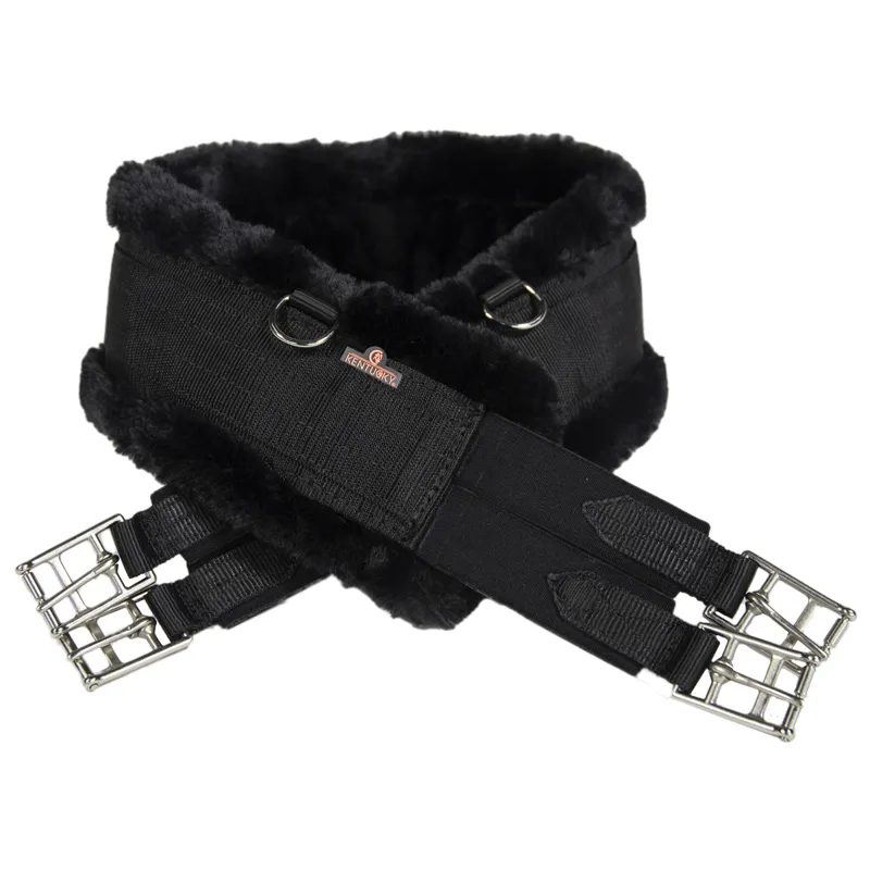 Kentucky Elasticated Sheepskin Girth - Black/Black