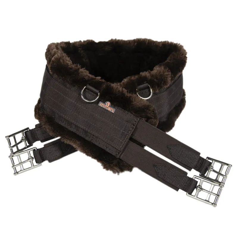 Kentucky Elasticated Sheepskin Girth - Brown/Brown