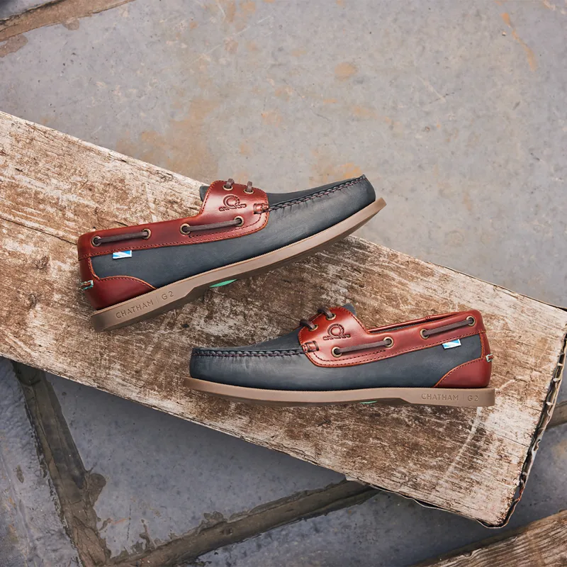 Chatham Bermuda II G2 Mens Leather Boat Shoes - Navy/Seahorse-6