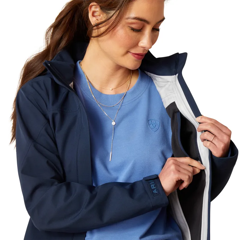 Ariat Coastal Ladies Long Waterproof Jacket - Navy Eclipse-4