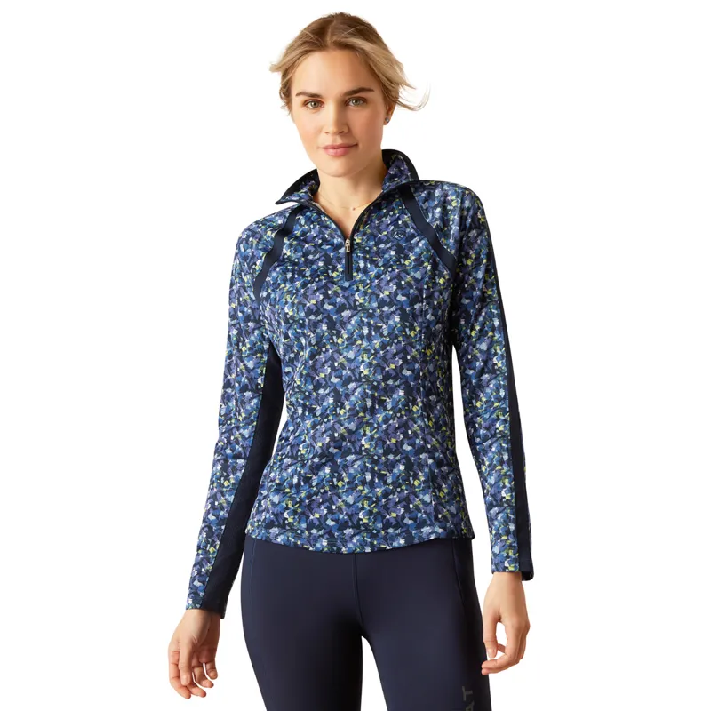Ariat Sunstopper 3.0 Ladies Base Layer Top - Blue Scribble X-Small