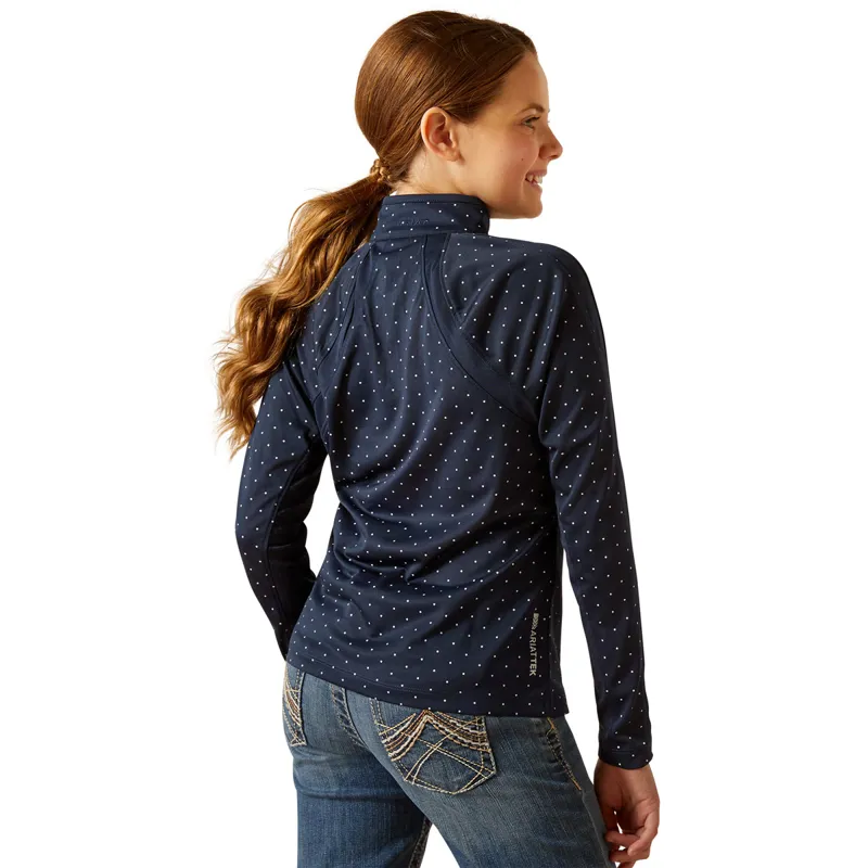 Ariat Sunstopper 3.0 Junior Girls Base Layer Top - Navy Dot-1