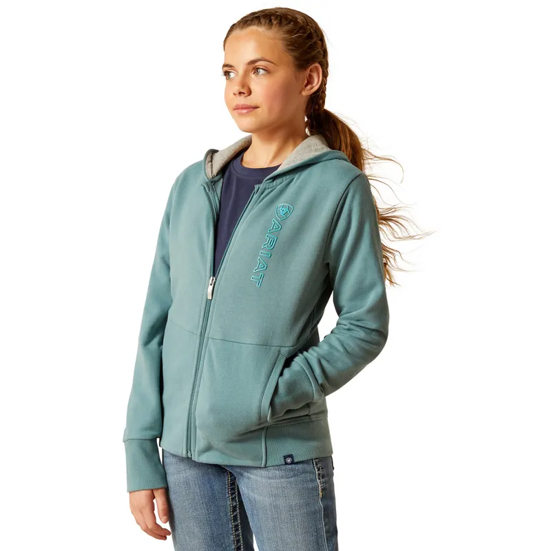 Ariat Team Logo Full Zip Junior Hoodie - North Atlantic