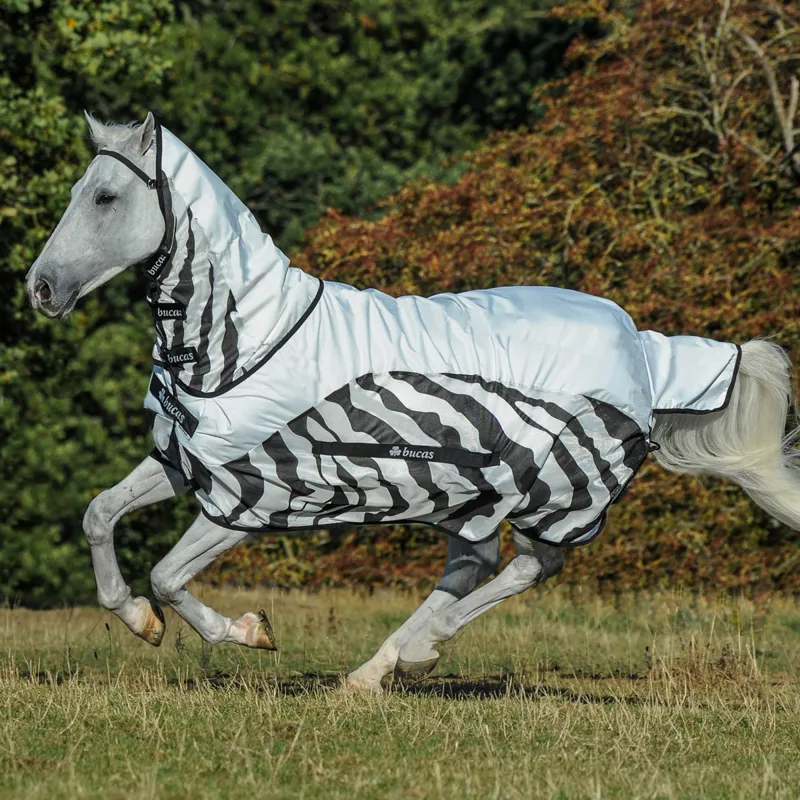 Bucas Buzz Off Rain Detachable Neck Waterproof Fly Rug - Zebra Print