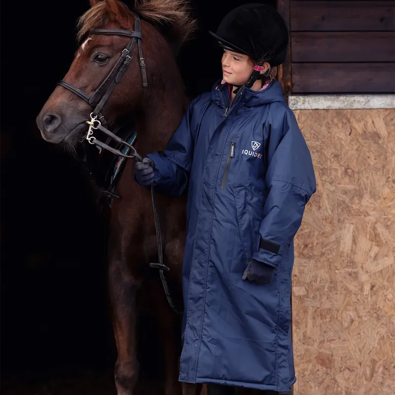 EQUIDRY Evolution Thick Fleece Lined Junior Jacket - Navy/Pale Pink