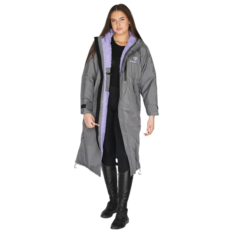EQUIDRY Evolution Thick Fleece Lined Waterproof Jacket - Grey/Lilac-4