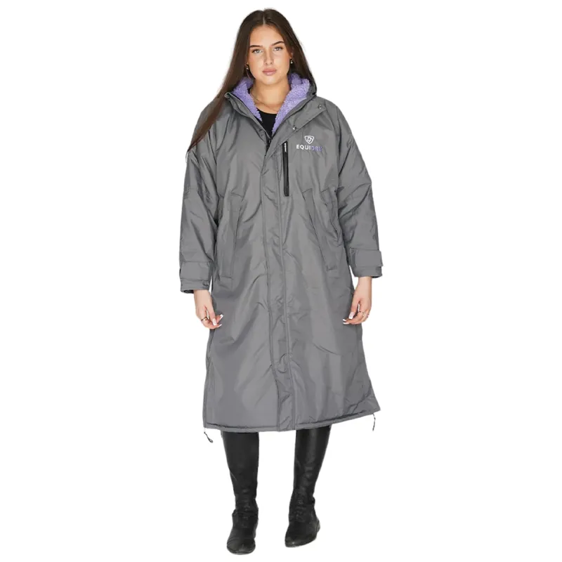 EQUIDRY Evolution Thick Fleece Lined Waterproof Jacket - Grey/Lilac-3