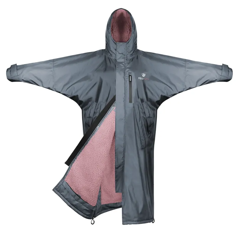 EQUIDRY Evolution Thick Fleece Lined Waterproof Jacket - Charcoal/Pink-4