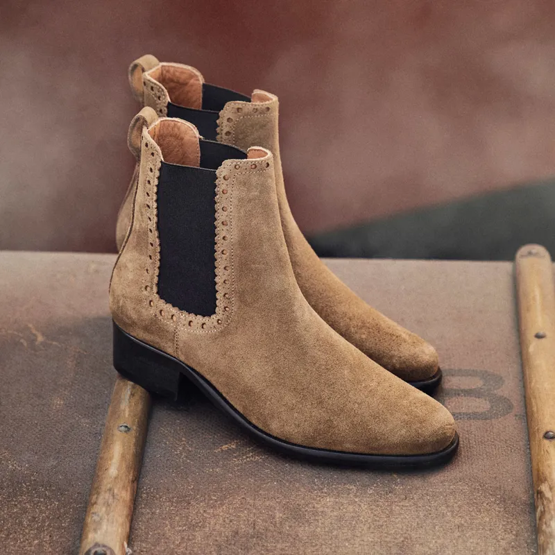 Fairfax and Favor Brogued Chelsea Ladies Boots - Tan Suede-7