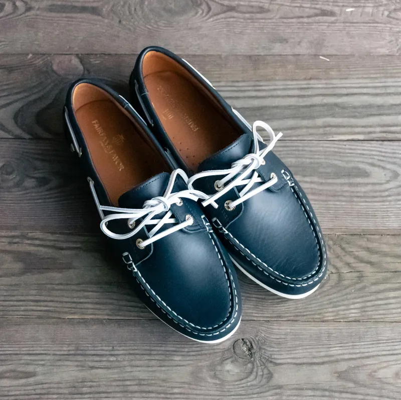 Fairfax and Favor Salcombe Ladies Deck Shoes - Navy Leather-4