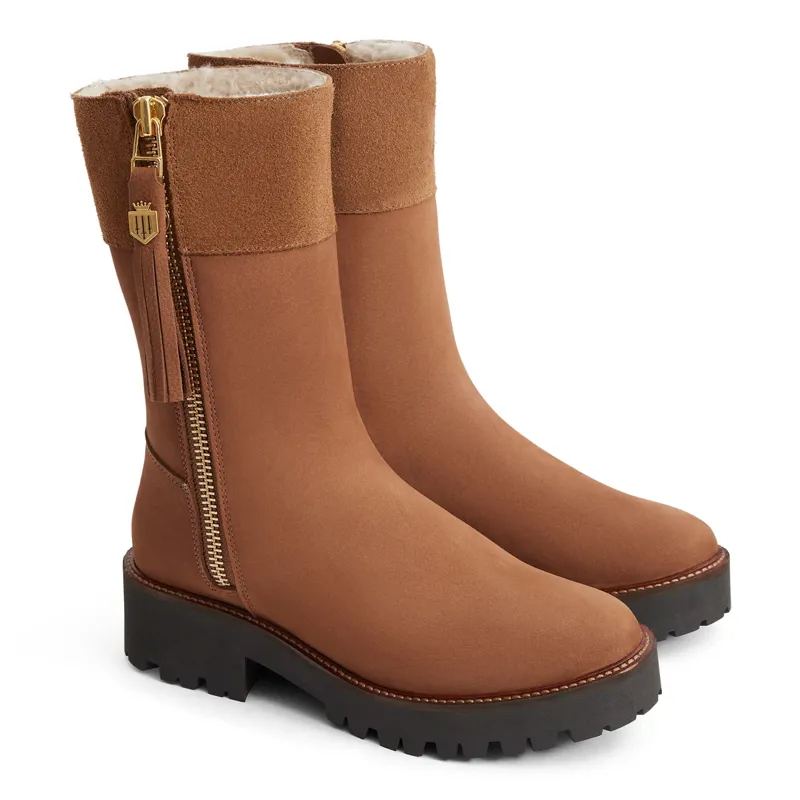 Fairfax and Favor Paris Ladies Quarter-Length Boots - Cognac Nubuck