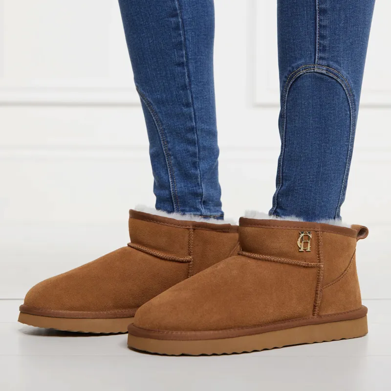 Holland Cooper Ultra Mini Shearling Boots - Tan-1