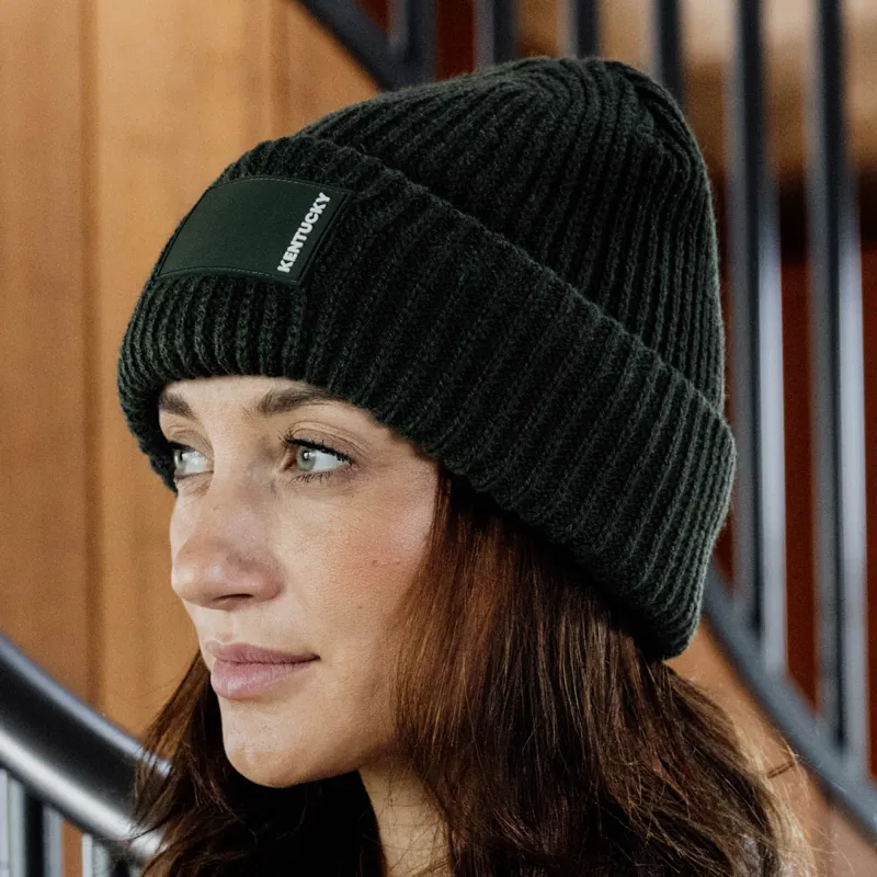 Kentucky Rubber Logo Beanie Hat - Dark Green-2