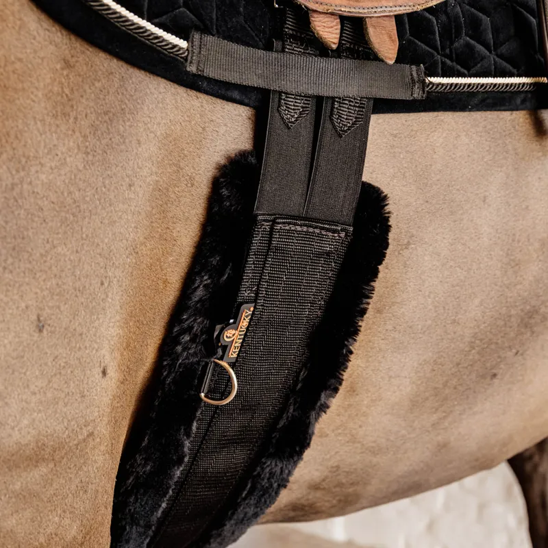 Kentucky Elasticated Sheepskin Girth - Black/Black-1