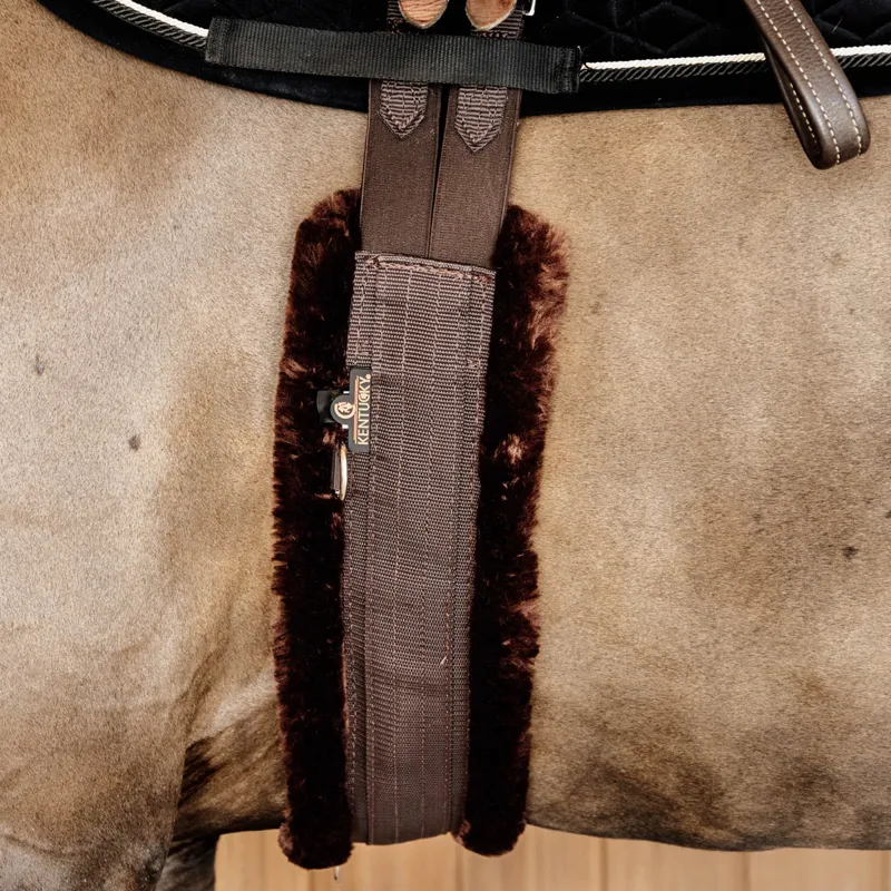 Kentucky Elasticated Sheepskin Girth - Brown/Brown-1
