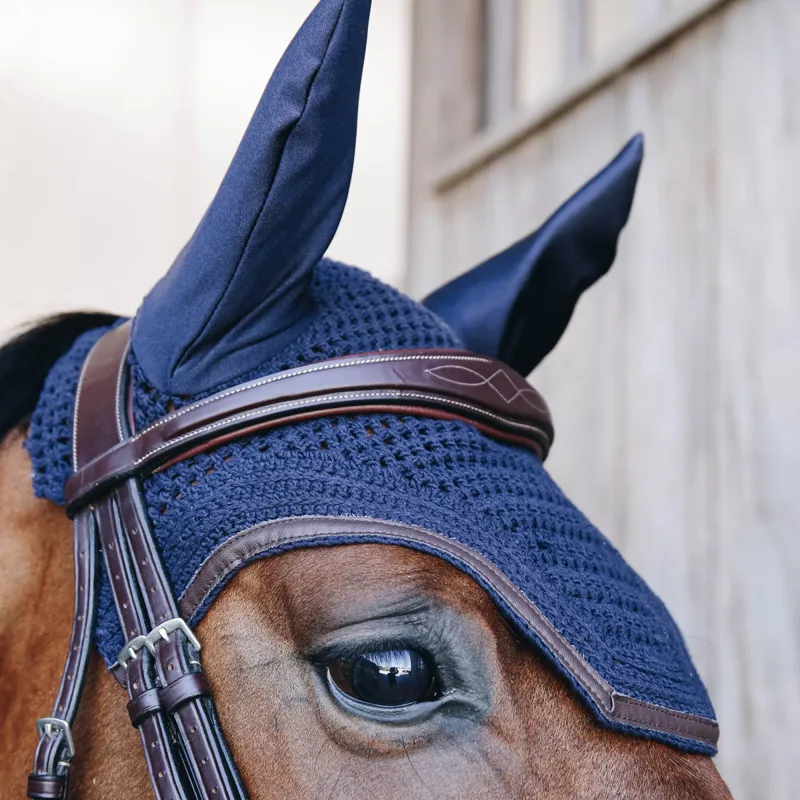 Kentucky Wellington Leather Trim Fly Veil - Dark Navy-1
