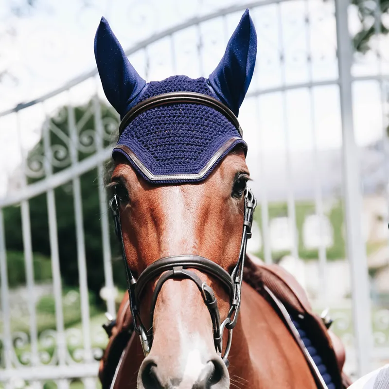 Kentucky Wellington Leather Trim Fly Veil - Dark Navy-2