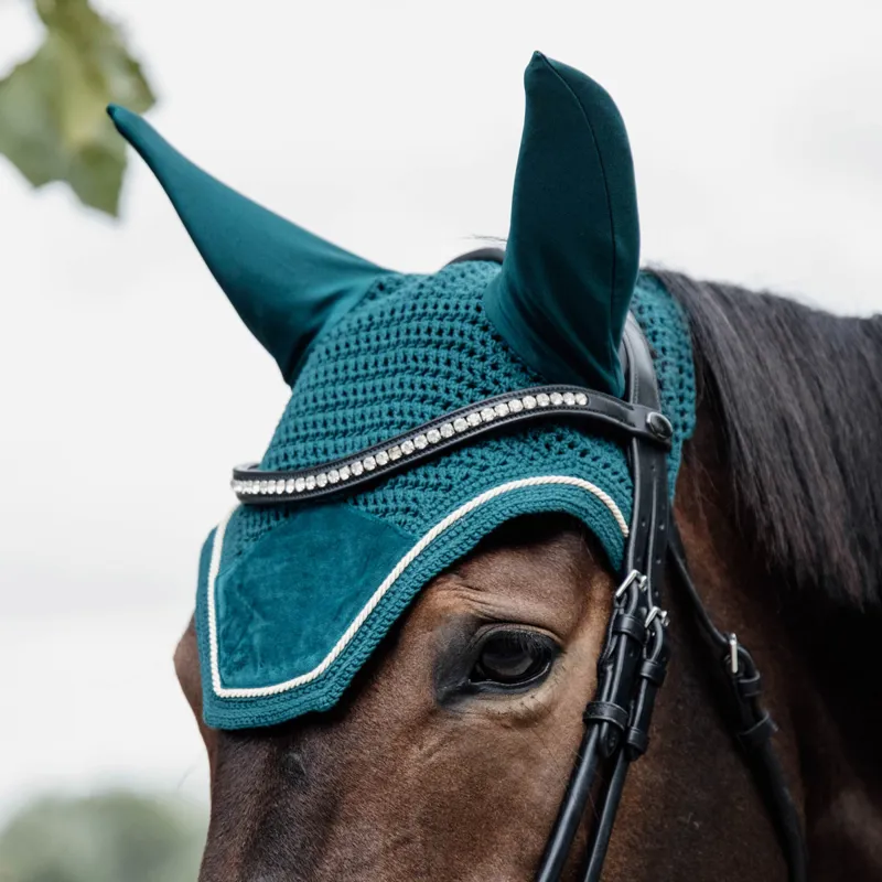 Kentucky Wellington Velvet Fly Veil - Emerald-1