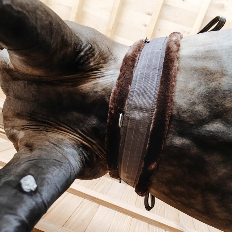 Kentucky Elasticated Sheepskin Girth - Brown/Brown-2