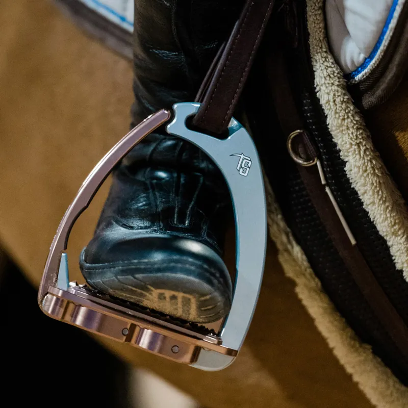 Tech Venice Sloped M Medium Safety Stirrups - Silver/Rose Gold-2