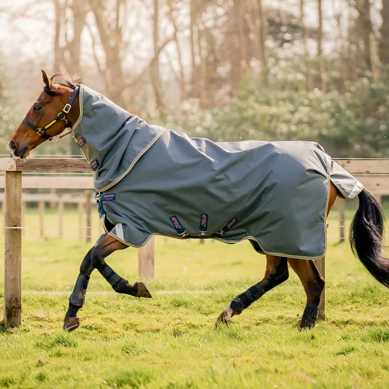 Amigo Bravo 12 Plus Lite 0g V-Front Turnout Rug - Shadow/Navy/Rose-1