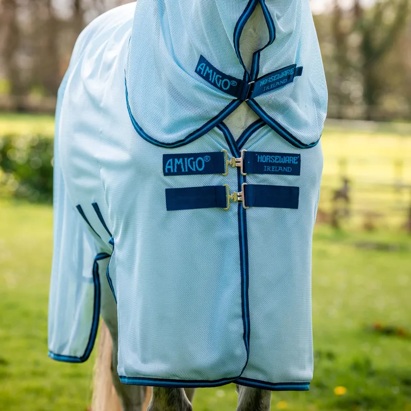 Amigo Bug Buster Fly Rug - Azure Blue/Navy/Electric Blue-3