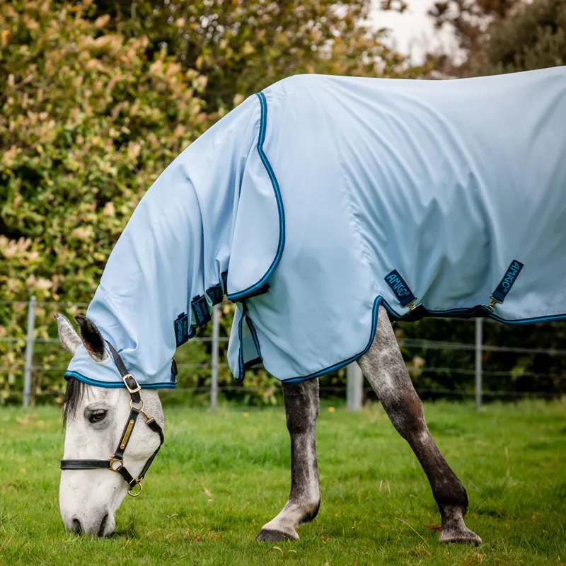 Amigo Ripstop Hoody Combo Neck Fly Rug - Azure Blue/Navy/Electric Blue-5