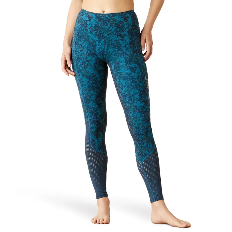 Ariat EOS Full Grip Riding Tights - Deep Petroleum Camo Floral - X-Small