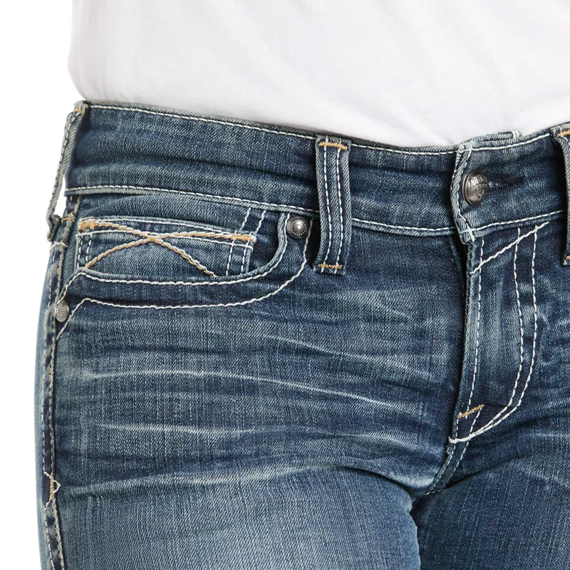 Ariat R.E.A.L. Mid Rise Whipstitch Womens Boot Cut Jeans - Rainstorm-2