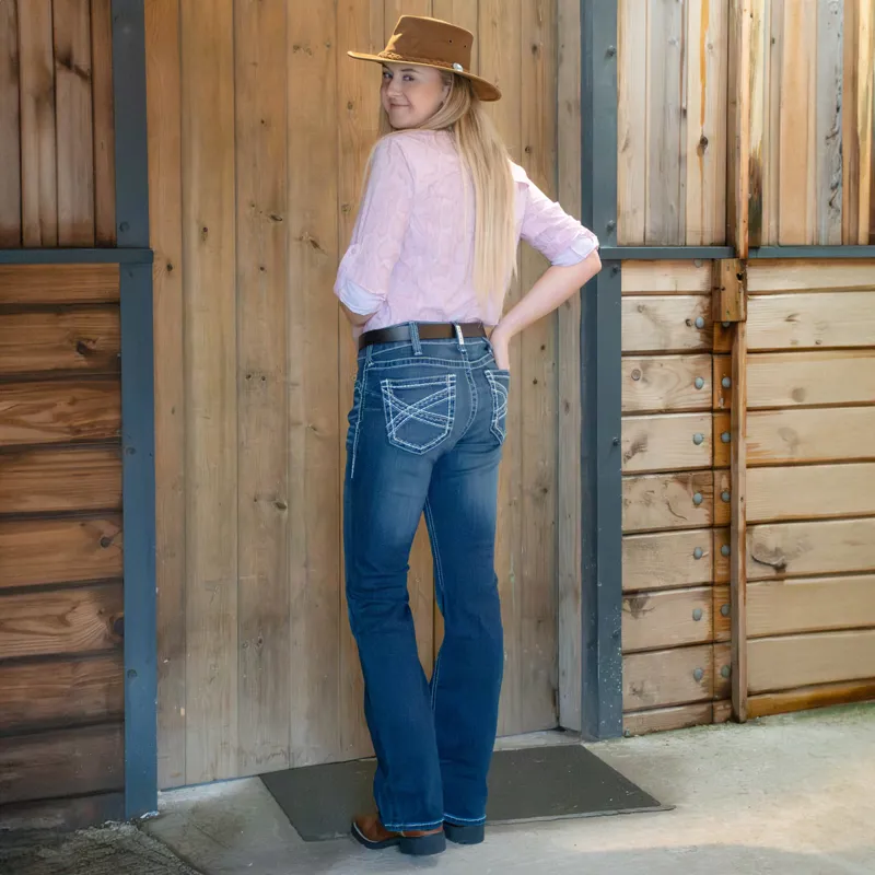 Ariat R.E.A.L. Mid Rise Entwined Womens Boot Cut Jeans - Marine-3