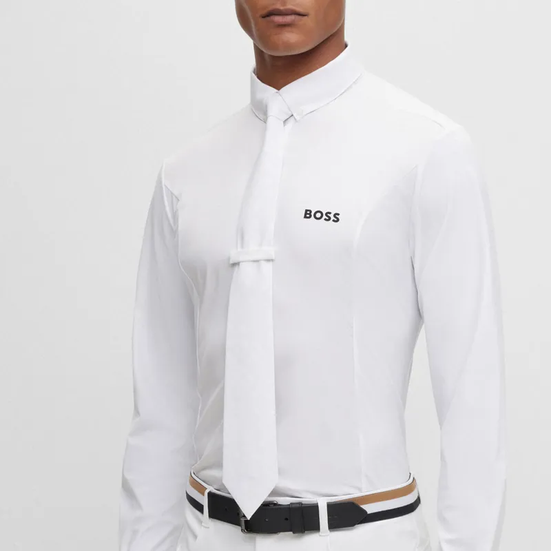 BOSS Equestrian Monogram Mens Tie - White
