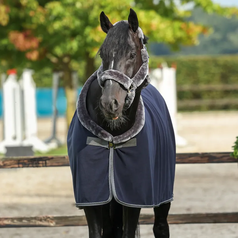 Bucas Show-Line 400g Fleece Rug - Navy/Grey-3