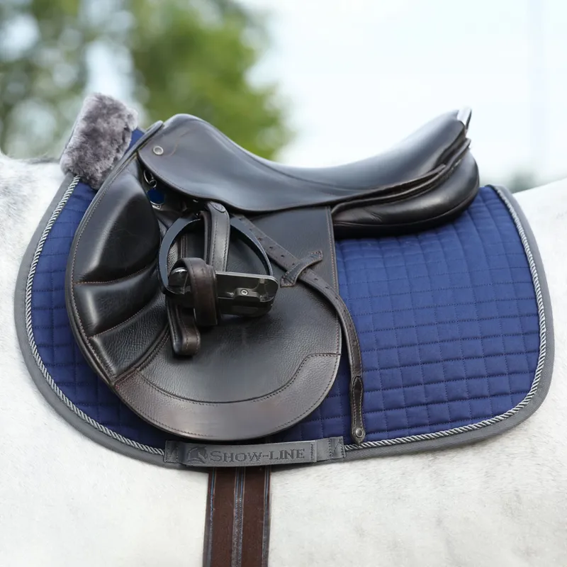 Bucas Show-Line Jump Saddlecloth - Navy/Grey-1