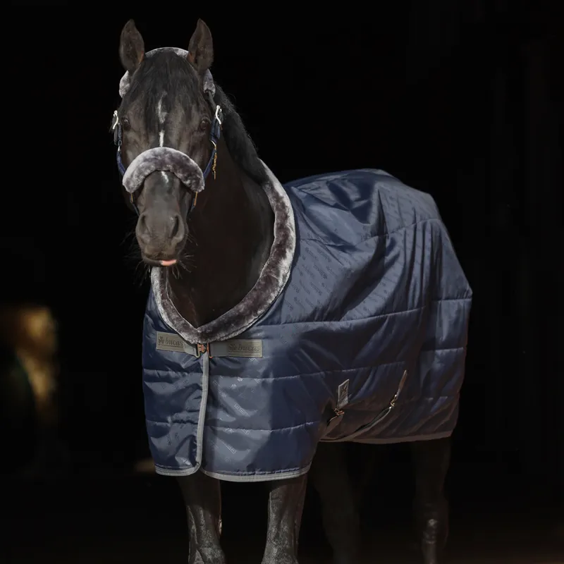 Bucas Show-Line 150g Stable Rug with Faux Fur Collar - Navy/Grey