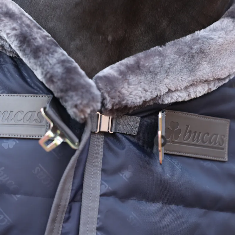 Bucas Show-Line 150g Stable Rug with Faux Fur Collar - Navy/Grey-2