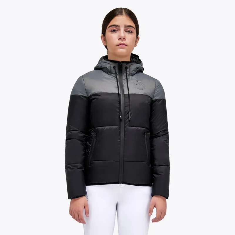 Cavalleria Toscana Hooded Junior Puffer Jacket - Black/Grey