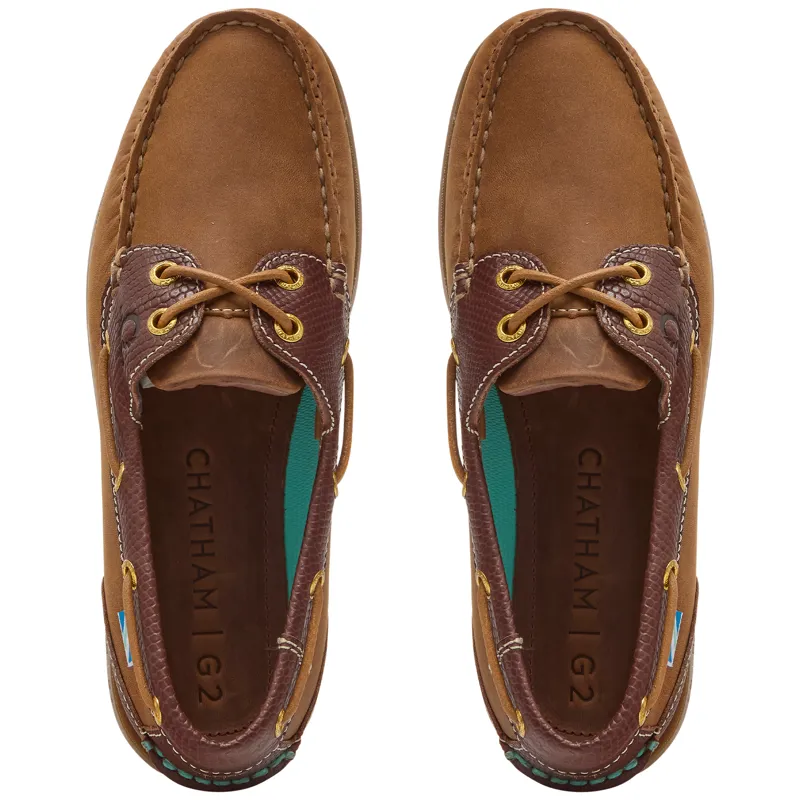 Chatham Bermuda II G2 Womens Leather Boat Shoes - Walnut/Brown Snake-1