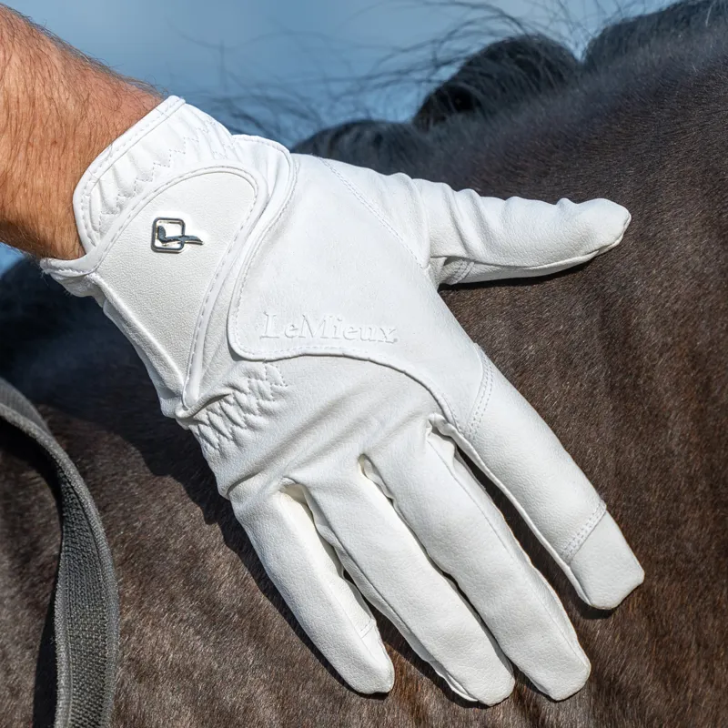 LeMieux Close Contact Adults Riding Gloves - White-1