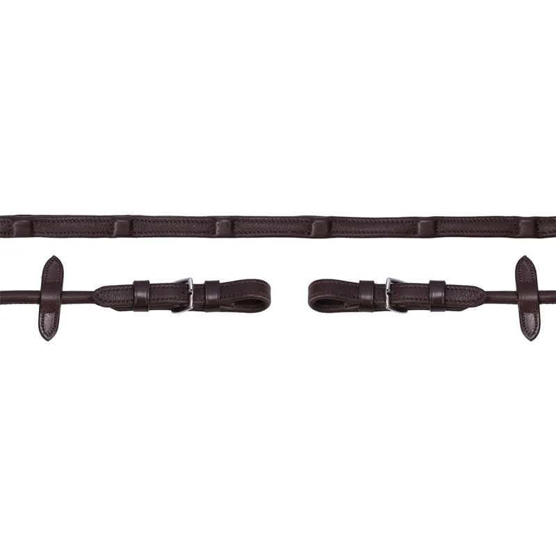 Schockemohle Durasoft Rolled Reins - Brown/Silver
