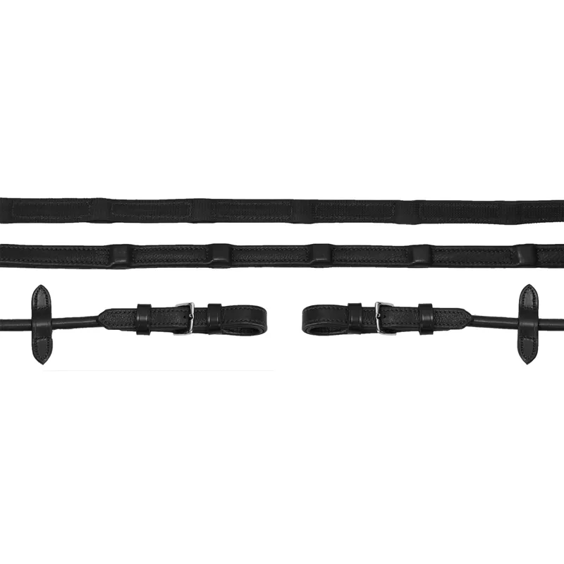 Schockemohle Durasoft Rolled Grip Reins - Black/Silver