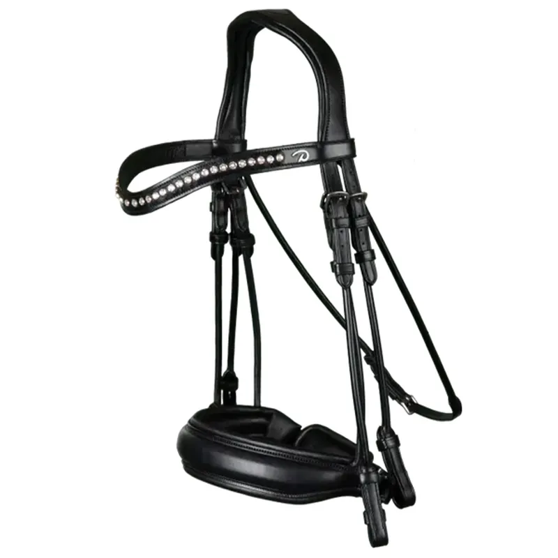 Dy'on Double Large Crank Noseband Double Bridle - Matte Black