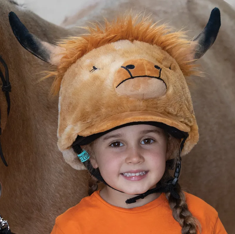 Equetech Animal Hat Silk - Heather Highland Cow-1