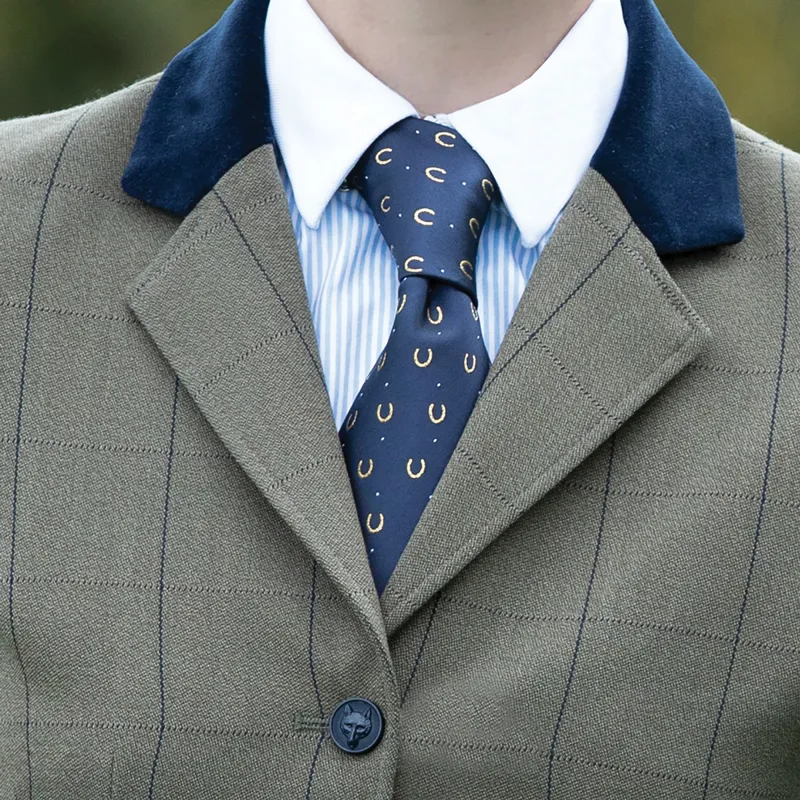 Equetech Horseshoe Junior Show Tie - Navy/Gold-1