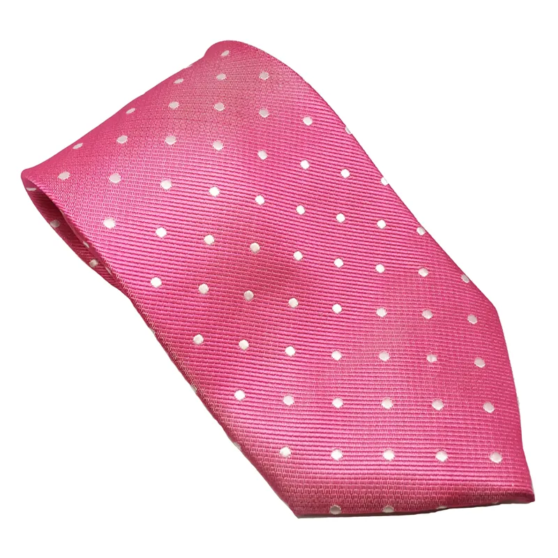 Equetech Polka Dot Adults Show Tie - Fuchsia/White