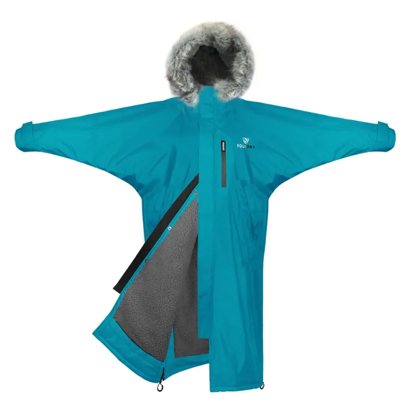 EQUIDRY Evolution Lux Adults Waterproof Jacket - Turquoise/Charcoal-1
