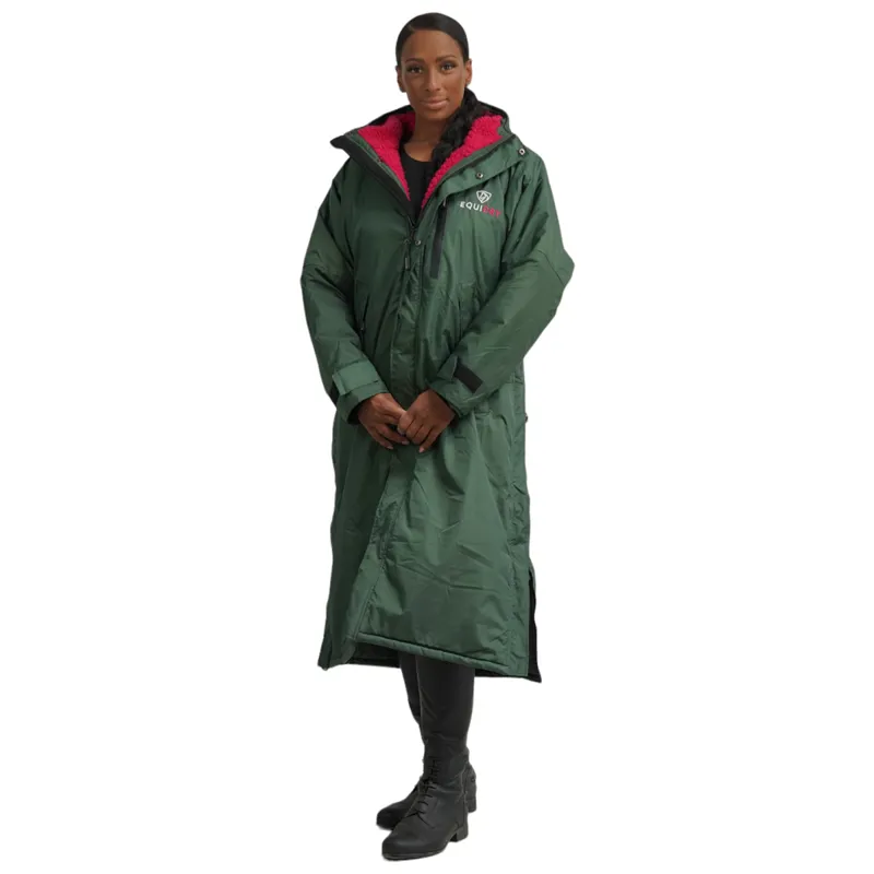 EQUIDRY Evolution Thick Fleece Lined Waterproof Jacket - Forest/Pink-4