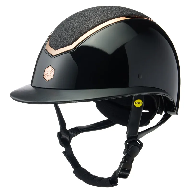 Charles Owen EQx Kylo MIPS Sparkly Wide Peak Hat - Black Gloss/Rose